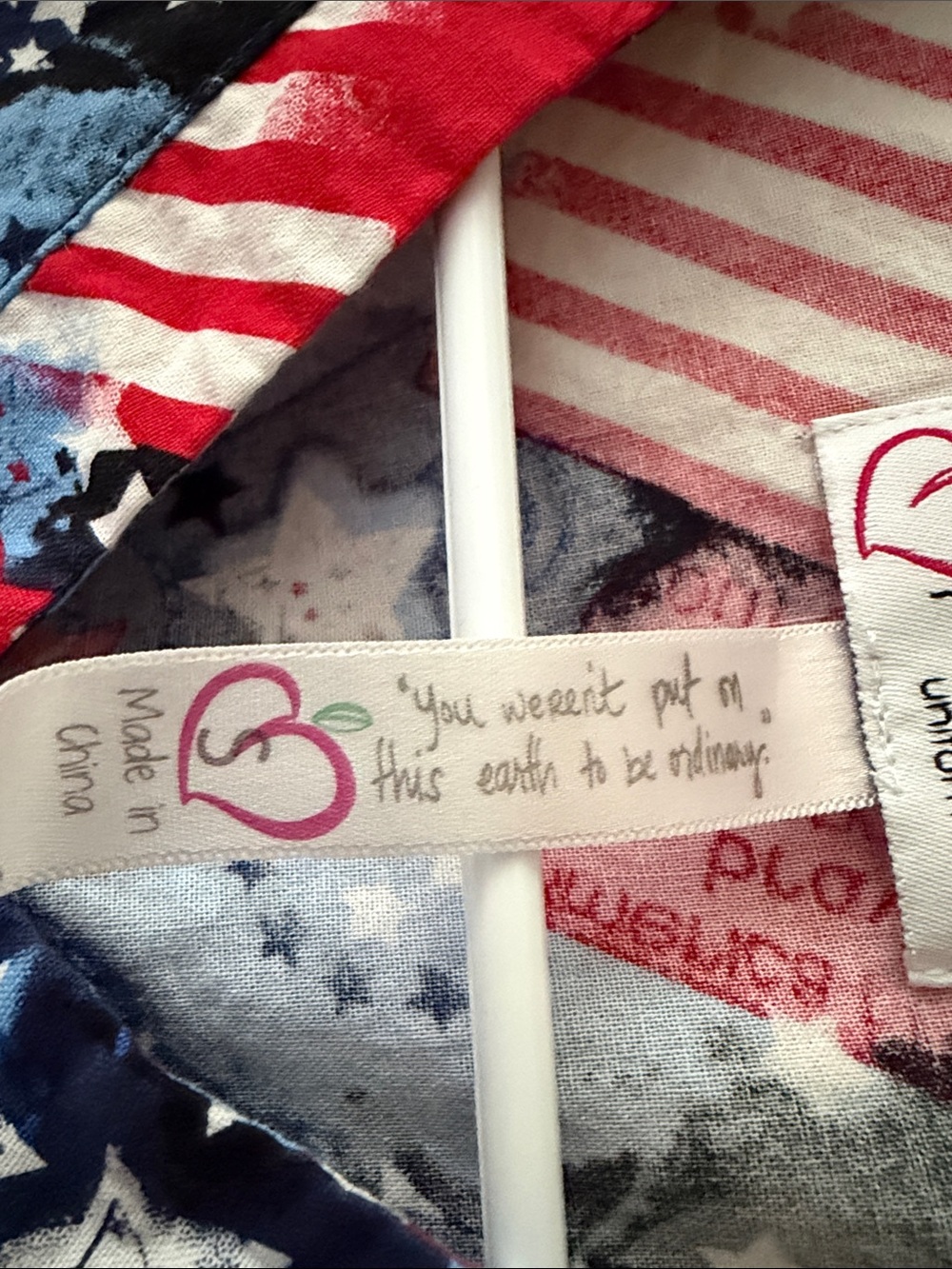 Peaches Heart & Flag Print Scrub Top - Red, White, Blue - Picture 3 of 6
